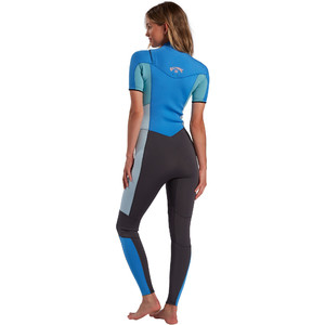 2021 Billabong Womens Synergy 2mm Chest Zip Short Sleeve Wetsuit W42G57 - Maui Blue